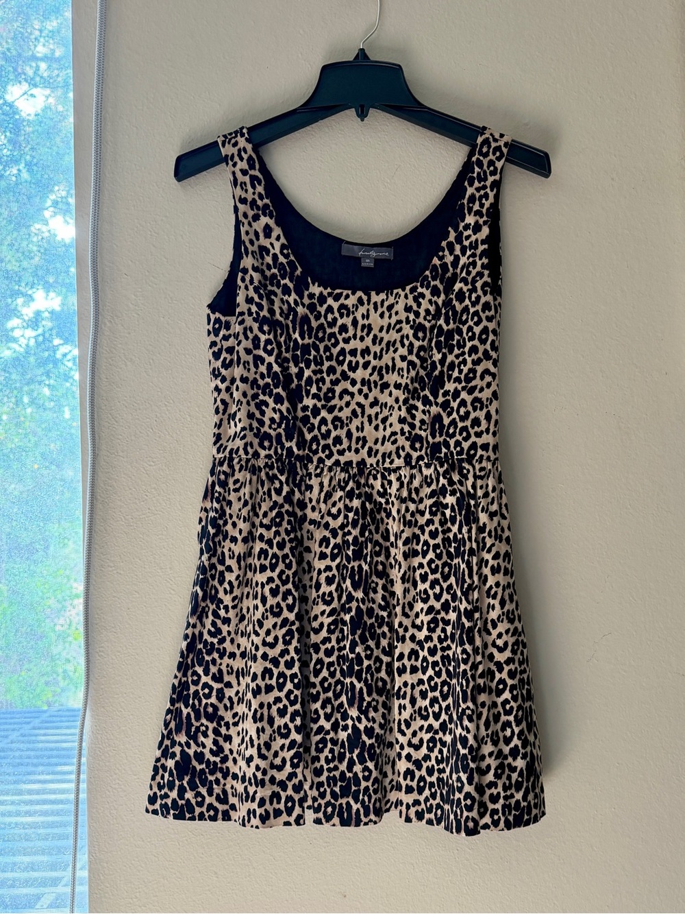Womens Sleeveless Leopard Print Dress in Cream & Black by Forever 21